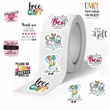 Cute Reward Stickers Roll with English Thanks - School Teacher Supplies