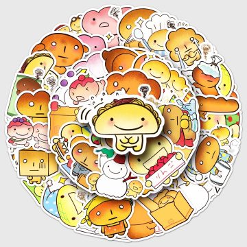 Cute Cartoon Grilled Bread Waterproof Stickers for Skateboard and Home Decor