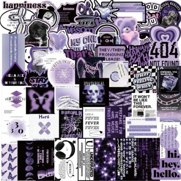 Black Purple PVC Stickers - Instagram Style Scrapbooking Supplies