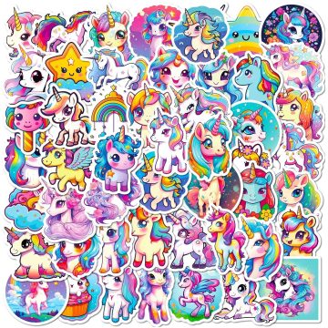 Rainbow Unicorn Stickers - Kawaii Decals for Travel Luggage Wall