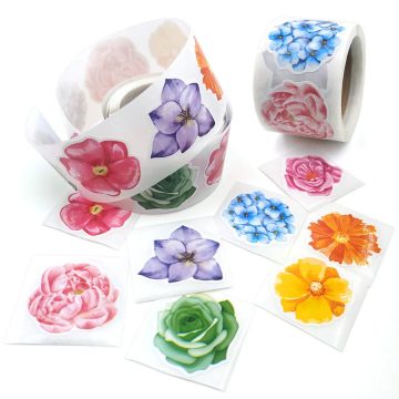 Colorful Flower Stickers Party Decor and Scrapbooking Labels
