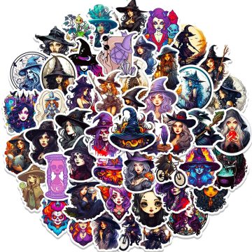 Gothic Witch Anime Graffiti Stickers - Horror Decals for Skateboard Laptop Diary