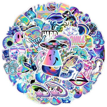 Holographic Laser Stickers - Iridescent Waterproof Decals for Water Bottle