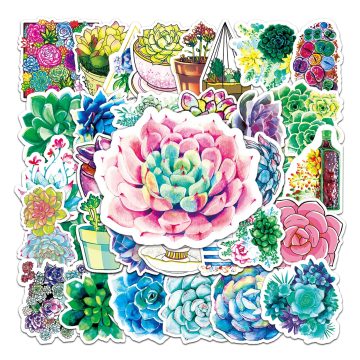 Cute Succulent Cartoon Stickers for Laptop and Suitcase Decoration