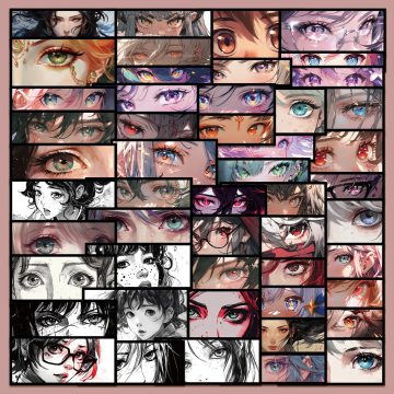 Anime Girl Eyes Stickers Decorative Cartoon Decals for Wall and Helmet