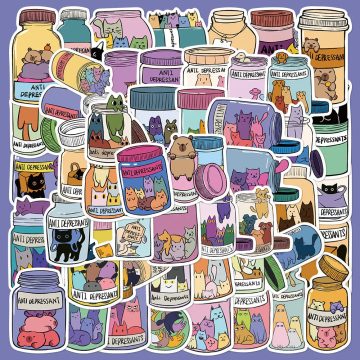 Cute Cat Graffiti Stickers for Helmet, Wall, Desktop Decoration