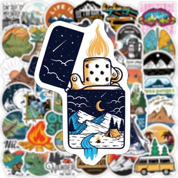 Forest Hiking Camping Stickers - Outdoor Explore Mountain Climbing DIY for Travel Suitcase Laptop Helmet Bike