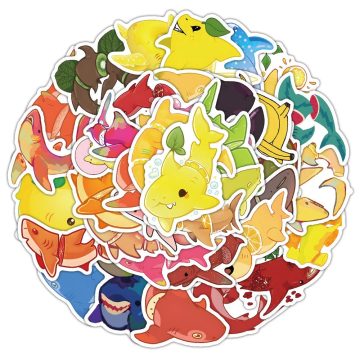 Fruit Shark Graffiti Stickers - Funny Food Cartoon