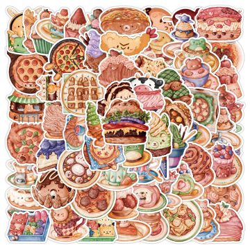 Funny Cute Animal Food Stickers Pack