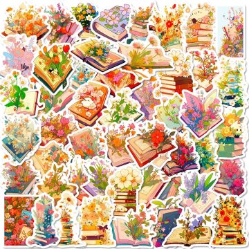 Flower in Book Sticker - Aesthetic Waterproof Decals for Luggage Car