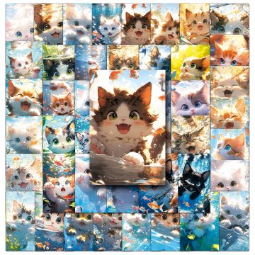 Cute Cat Waterproof Vinyl Stickers for Skateboard and Snowboard