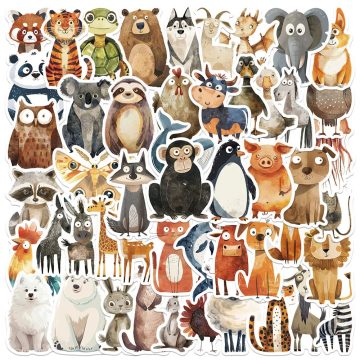 Cute Cartoon Watercolor Animal Stickers for Laptop, Water Bottle, Luggage, Notebook, Waterproof Graffiti Vinyl Decals