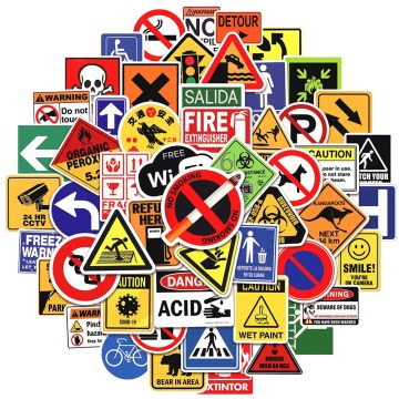 Cool Warning Sign Graffiti Stickers - Danger Banning Decals for Motorcycle, Laptop, Skateboard