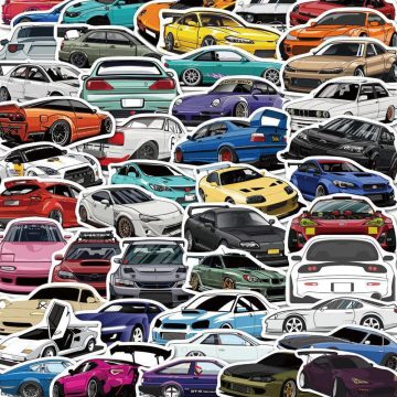 JDM Racing Car Graffiti Stickers - Cartoon Decals for Luggage & Guitar