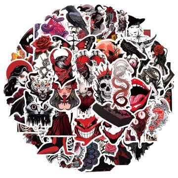 Vintage Punk Skull Witch Stickers - Gothic Horror Decals Multi-Pack