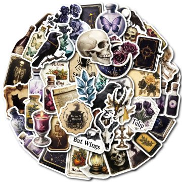 Gothic Skull Pharmacist Bottle Label Stickers for Fridge Skateboard