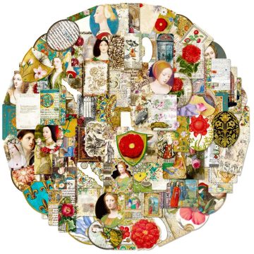 Vintage Medieval Century Stickers For Kids Laptop Scrapbooking Luggage