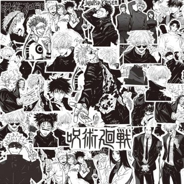 Jujutsu Kaisen Anime Stickers - Black White Manga Decals for Scrapbooking Laptop