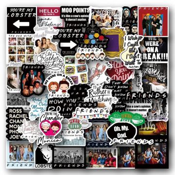 Friends TV Show Vintage Cartoon Stickers - DIY Scrapbook Decals for Electronics