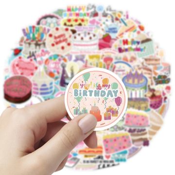 Happy Birthday Cake Stickers DIY Graffiti Decals