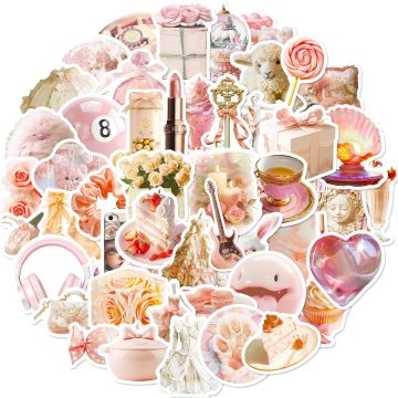 Pink Ballet Girls Kawaii Stickers for Luggage Notebook Suitcase
