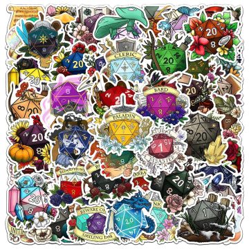 Dragon Dice Cartoon Graffiti Stickers for Phone Skateboard Notebook
