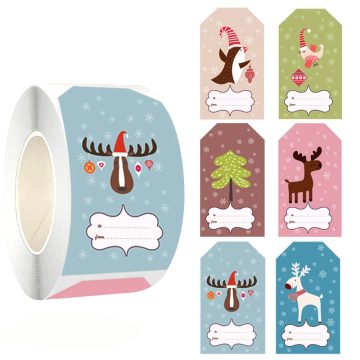 Christmas Rectangle Gift Box Stickers Santa & Holiday Decor