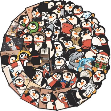 Penguin Cartoon Graffiti Stickers - Animal Waterproof Decals for Kids