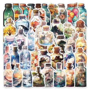 Big World in Bottle Stickers - Cute Aesthetic Animal Decals