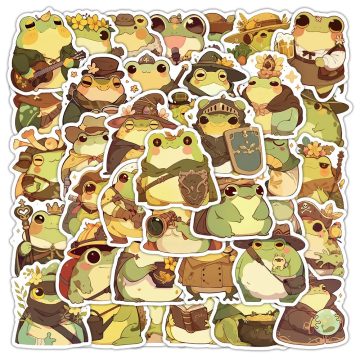 Kawaii Frog Cartoon Stickers - Retro Animal Meme Decals for Luggage, Phone