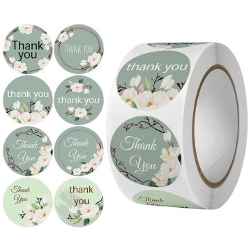 Thank You Stickers with Floral Design for Business Packaging