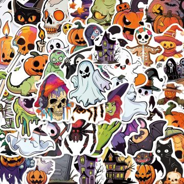 Cute Halloween Horror Skull Cartoon Stickers for Laptop Suitcase Phone Car Skateboard - Waterproof
