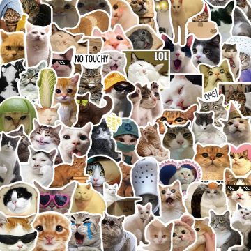 Cute Cat Meme Animal Stickers - Kawaii Decals for Notebook Skateboard
