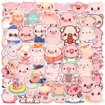 Kawaii Pink Pig PVC Stickers - DIY Stationery for Hand Accounting