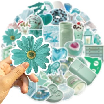 Cute Mint Green Inspired Style Stickers - Simple Aesthetic Decals for Notebook Fridge Laptop Phone Bike