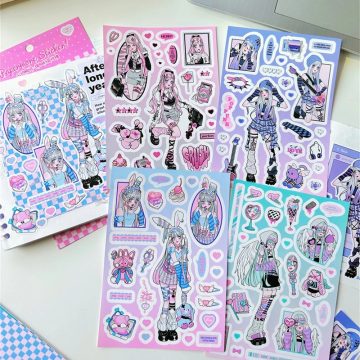 Heartbeat Girl Scrapbooking Sticker Kawaii DIY Journal Decoration