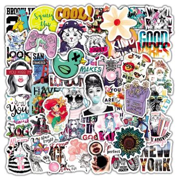 Cartoon Graffiti Stickers for Wall and Desktop Decoration with Storage Box