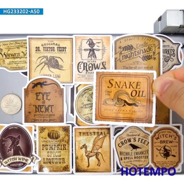 Halloween Potion Label Stickers in Retro Alchemy Style