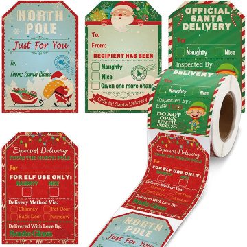 Merry Christmas Gift Tags Santa Claus Labels Holiday Decoration To From Gift from Santa Cards Present Decor