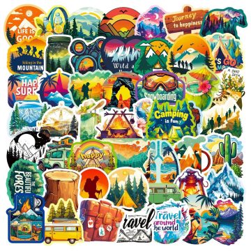 Cartoon Outdoor Adventure Graffiti Stickers for Helmet, Wall, DIY Decoration