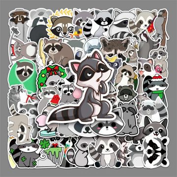 Raccoon Animal Graffiti Vinyl Sticker - Cartoon Waterproof Decal for Laptop Guitar Car