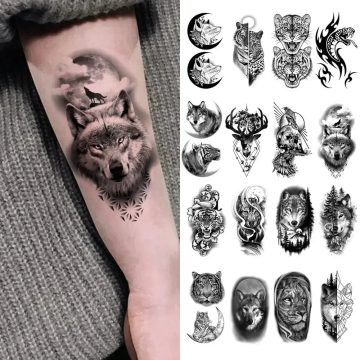 Dark Animal Tattoo Stickers Waterproof Temporary Body Art for Arm