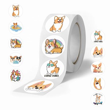 Cute Cartoon Dog Stickers for Kids Packaging Animal Reward Sealing Label DIY Album Stationery
