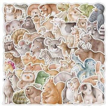 Kawaii Animal Cartoon Stickers - Vintage Decals for Skateboard, Fridge, Luggage