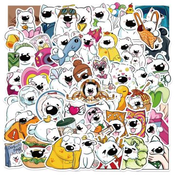 Kawaii Samoyed Dog Cartoon Stickers - Cute Decals for Luggage, Notebook DIY