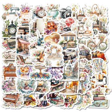 Retro Floral World Art Graffiti Stickers for Fridge