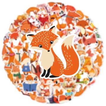 Cartoon Little Fox Animal Stickers for Notebook Helmet Guitar