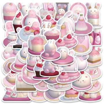 Cartoon Pink Rabbit Stickers Waterproof Laptop & Skateboard Decals