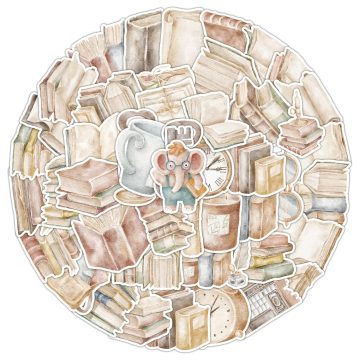 Vintage Book Reading Stickers for Scrapbooking & Notebook