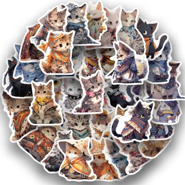 Cute Cats Funny Famous Cat Meme Cartoon Decals, DIY Graffiti Sticker Toys for Notebook, Phone, Fridge, Bike, Car